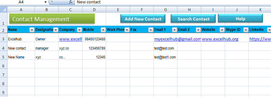 contact management software in excel