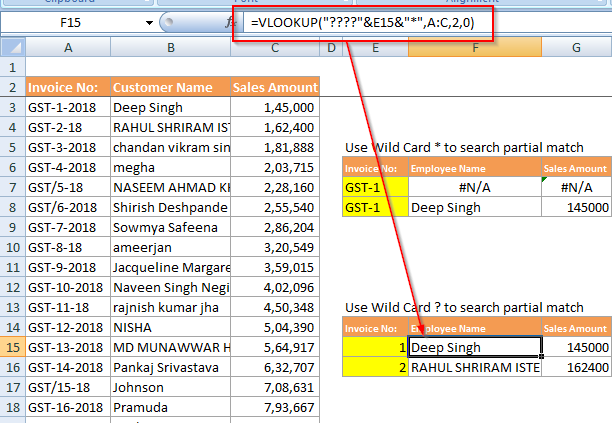 How To Use Vlookup Wildcard Search In Excel Excelhub