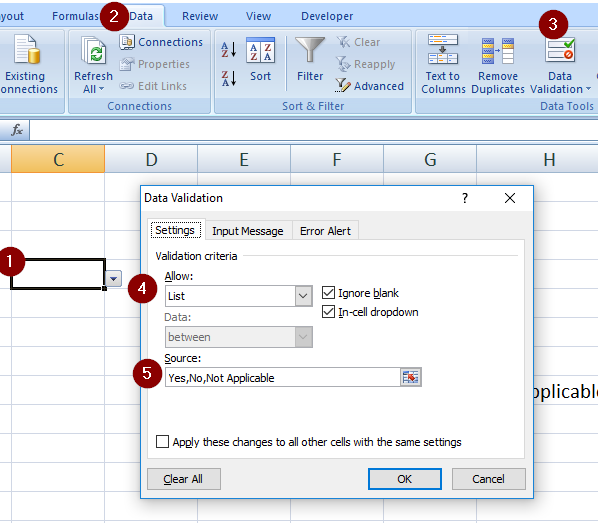 How to insert drop down list in excel