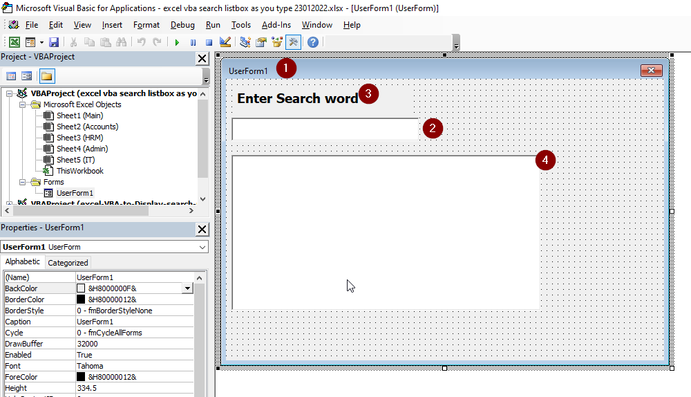 microsoft word vba populate listbox content control
