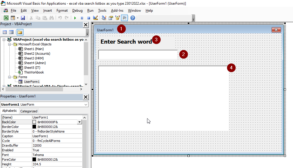 Excel VBA Listbox Search As You Type From All Sheets Excelhub